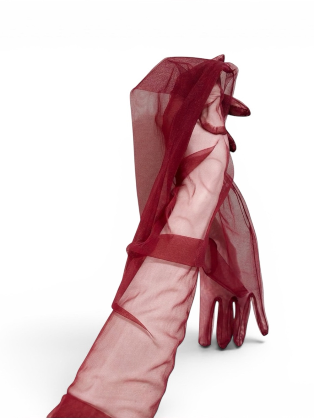 Elegant Red Vine (Burgundy) Sheer Gloves